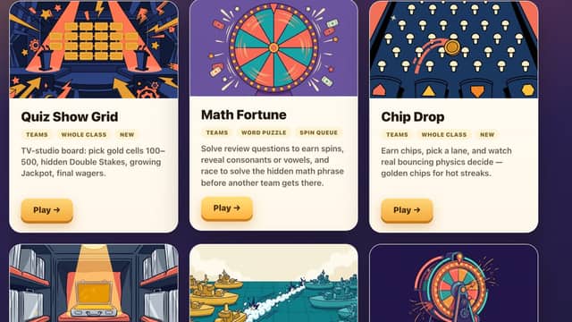Whole-class games in the Game Room catalog